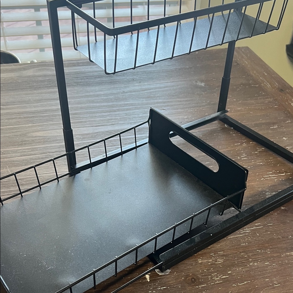 Black Two-Tier Metal Organizer Rack - Picture 2 of 3